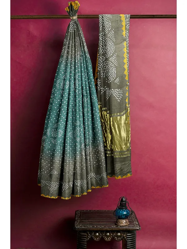 Earhthy_Olive_Mystic_Meadows_Hand_Tie_and_Dye_Gajji_Silk_Saree_For_Women