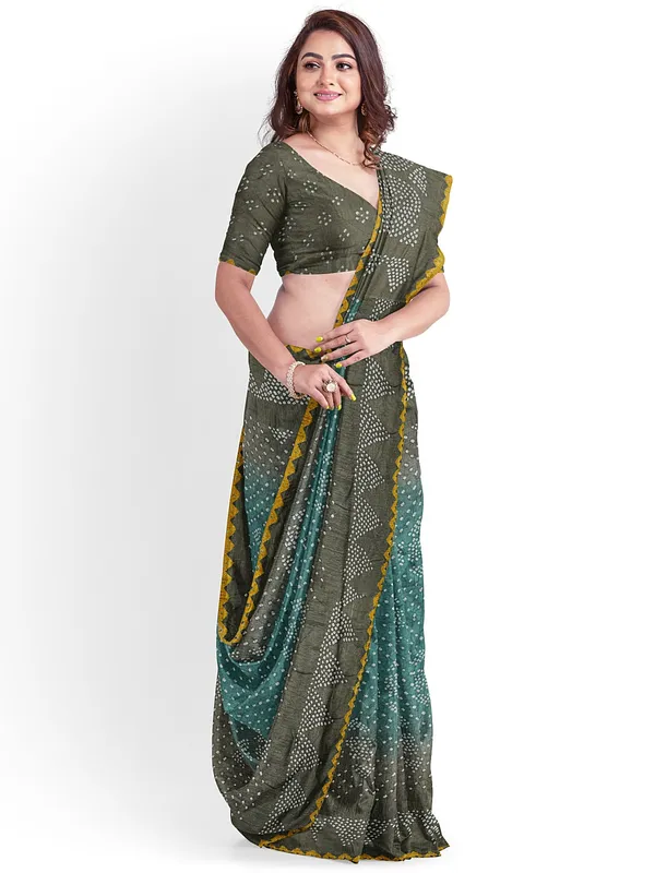 Earhthy_Olive_Mystic_Meadows_Hand_Tie_and_Dye_Gajji_Silk_Saree_For_Women