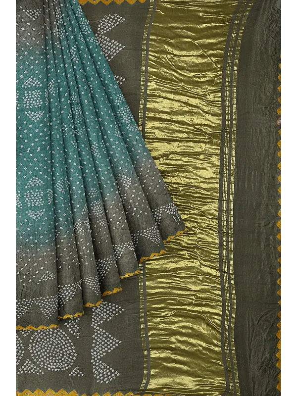 Earhthy_Olive_Mystic_Meadows_Hand_Tie_and_Dye_Gajji_Silk_Saree_For_Women