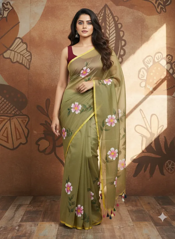 Olive_Petal_Mull_Cotton_Premium_Saree
