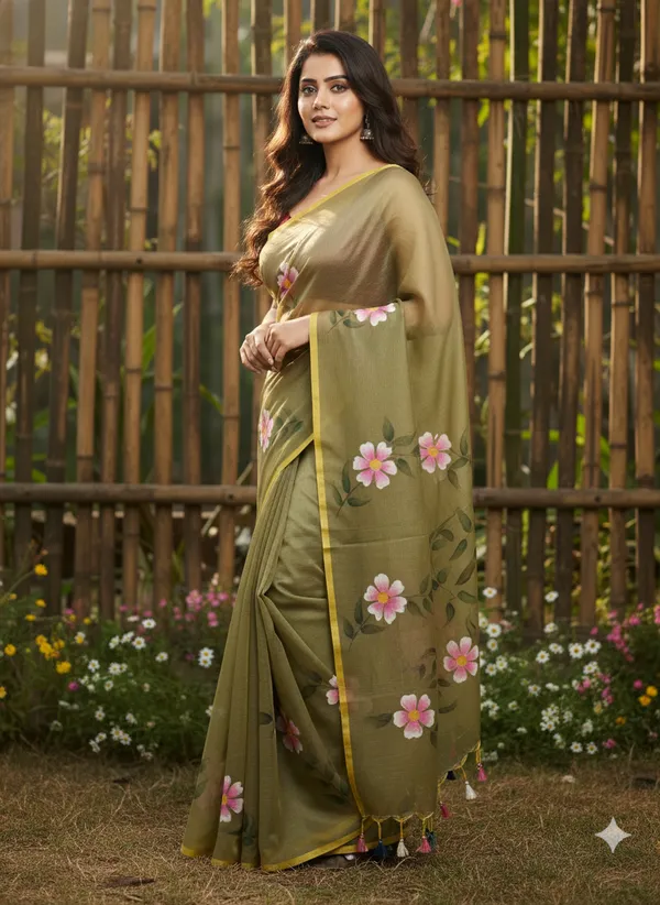 Olive_Petal_Mull_Cotton_Premium_Saree
