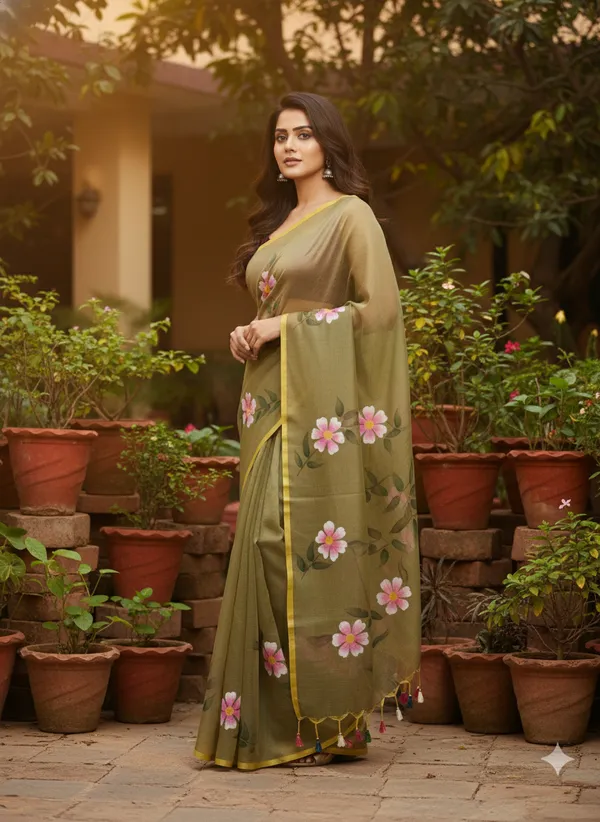 Olive_Petal_Mull_Cotton_Premium_Saree