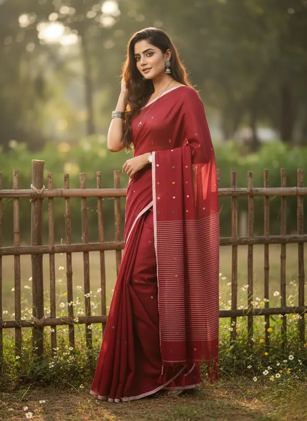 Red_Deep_Crimson_Handwoven_Cotton_Premium_Saree_