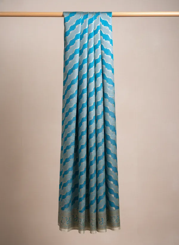 Azure_Blue_Mashru_Banarasi_Silk