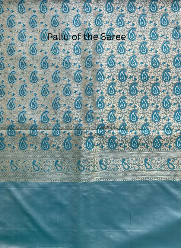 Azure_Blue_Mashru_Banarasi_Silk
