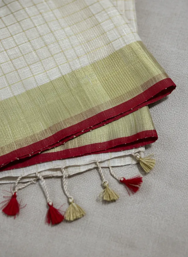 Linen_Silk_Ivory_With_Gold_Border_Premium_Saree