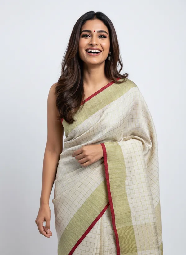 Linen_Silk_Ivory_With_Gold_Border_Premium_Saree