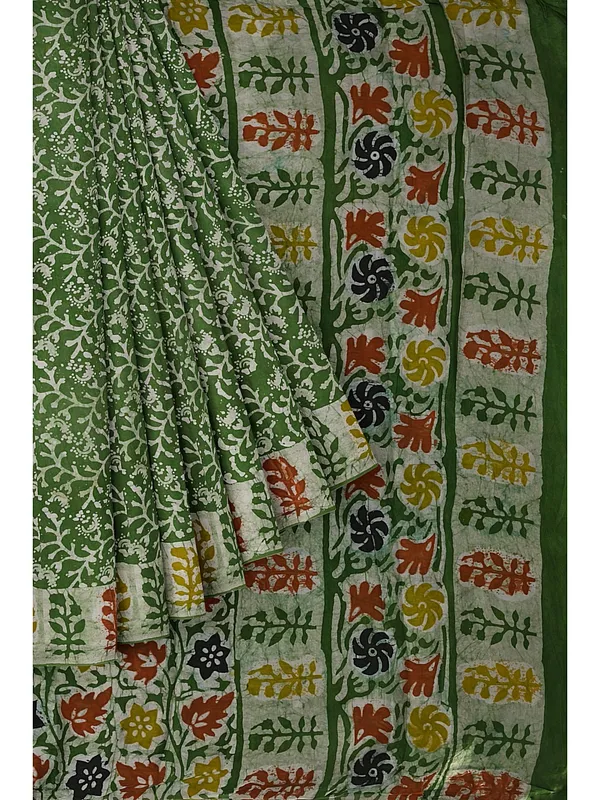 Lush_Green_Vrindavan_Charm_Batiq_Modal_Silk_Saree_For_Women