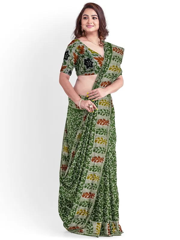 Lush_Green_Vrindavan_Charm_Batiq_Modal_Silk_Saree_For_Women