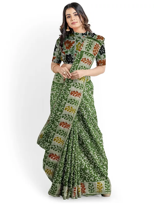 Lush_Green_Vrindavan_Charm_Batiq_Modal_Silk_Saree_For_Women