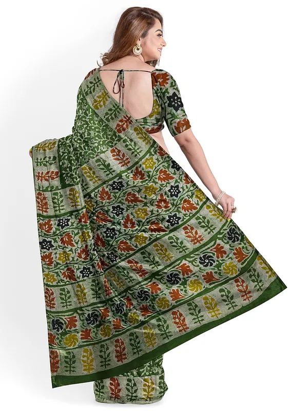 Lush_Green_Vrindavan_Charm_Batiq_Modal_Silk_Saree_For_Women