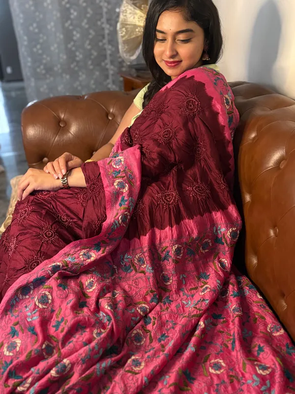Blooming_Chiniya_Silk_With_Hand_Tie_&_Dye_Saree