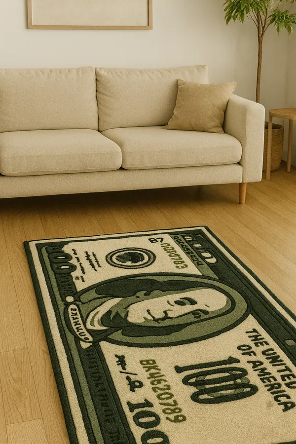 Green_And_Beige_Premium_Textu_100_Dollar_Note_Rug_For_Home_Decor