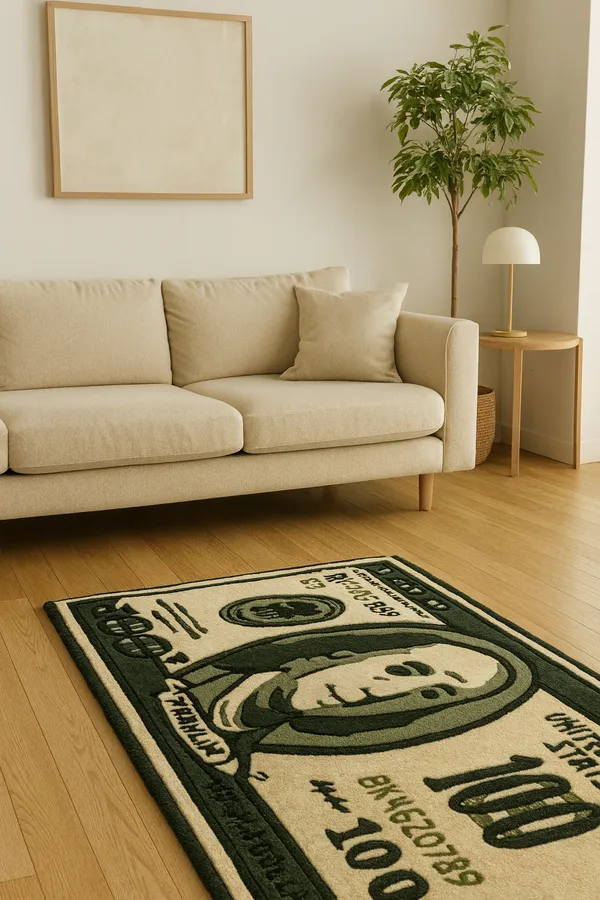 Green_And_Beige_Premium_Textu_100_Dollar_Note_Rug_For_Home_Decor