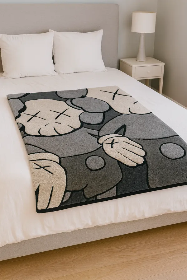 Black_And_Grey_Premium_Old_Kaws_Design_Rug_For_Home_Decor