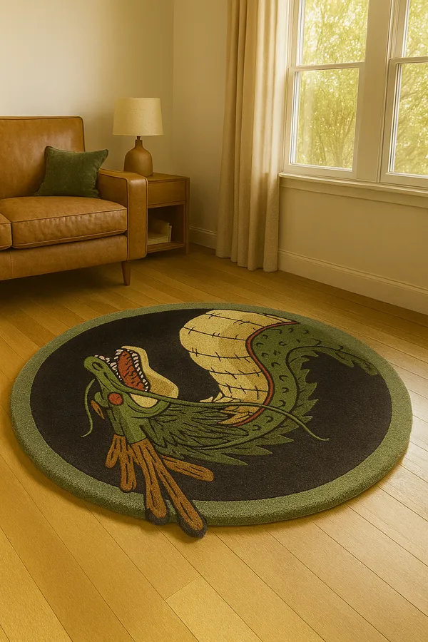 Red_Hand_Tufted_Dragon_Art_Round_Rug_For_Home_Decor