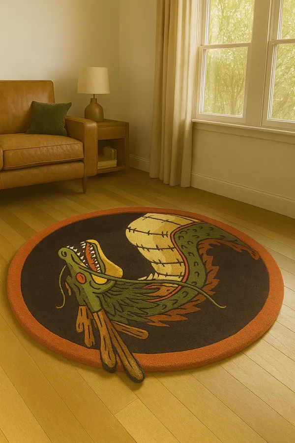 Red_Hand_Tufted_Dragon_Art_Round_Rug_For_Home_Decor
