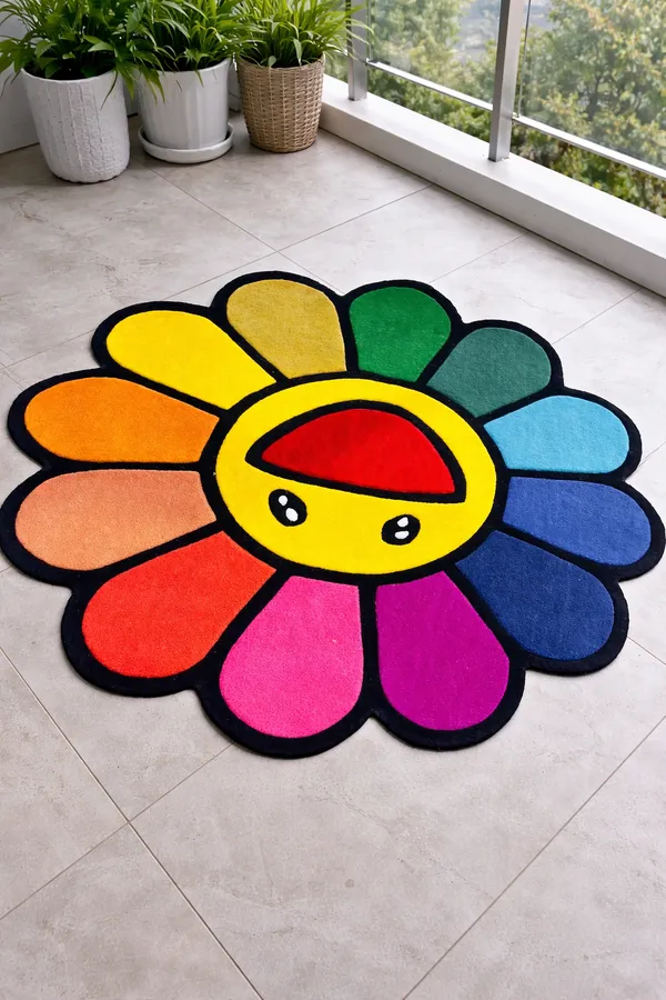 Multicolour_Premium_Textu_Mukarram_Flower_Design_Rug_For_Home_Decor