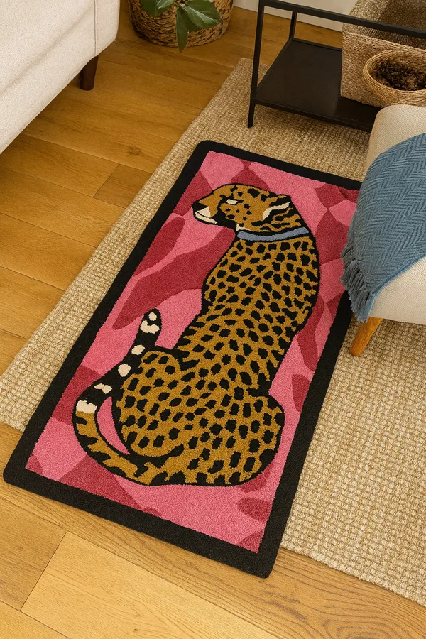 Pink_Leopard_Art_Hand_Tufted_Statement_Rug_For_Home_Decor