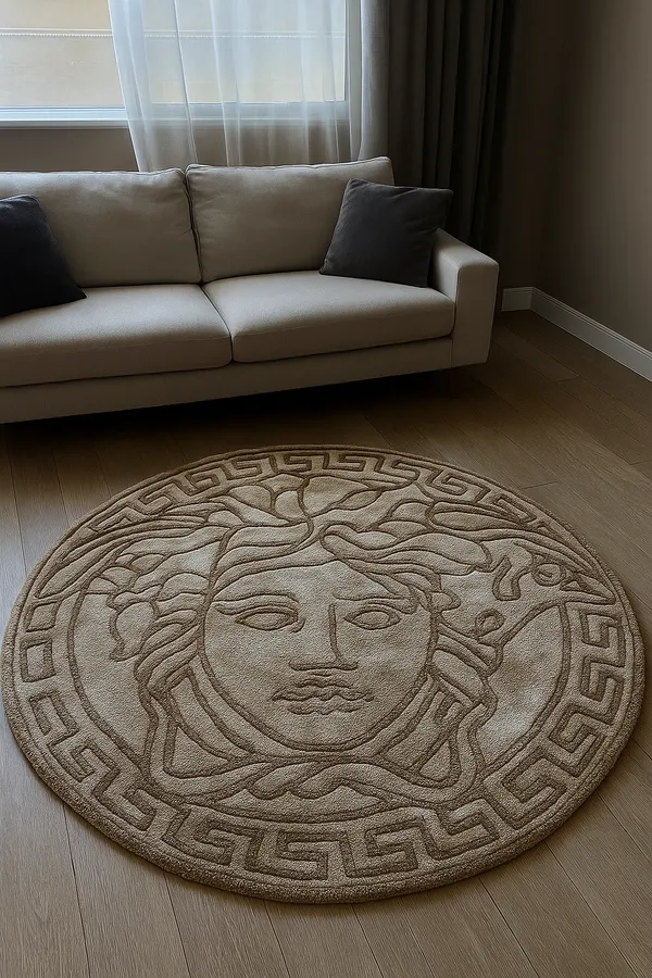 Beige_And_Brown_Premium_Textu_Luxury_Medusa_Round_Hand_Tufted_Rug_For_Home_Decor