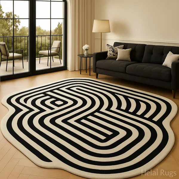 Black_And_White_Modern_Abstract_Hand_Tufted_Rug_For_Home_Decor