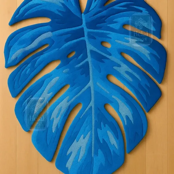 Grean_Monstera_Leaf_Hand_Tufted_Rug_For_Home_Decor