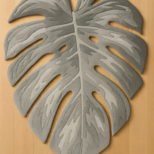 Grean_Monstera_Leaf_Hand_Tufted_Rug_For_Home_Decor