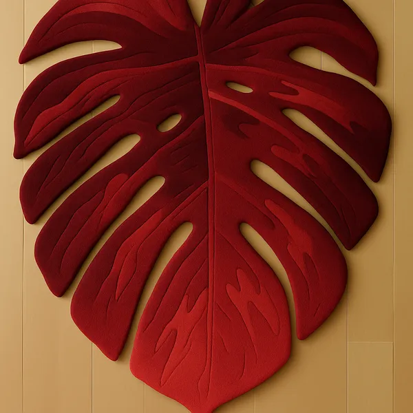 Grean_Monstera_Leaf_Hand_Tufted_Rug_For_Home_Decor