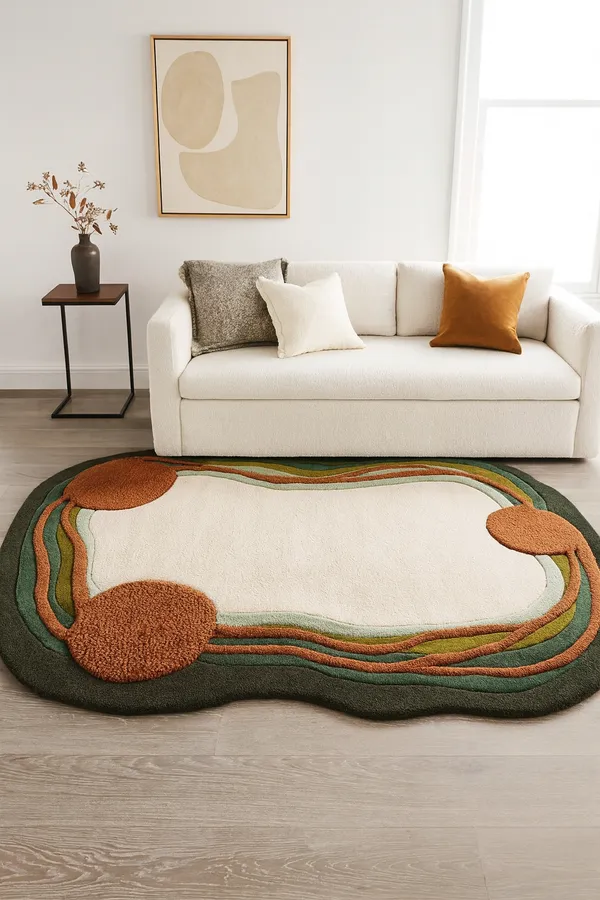 Green_And_Brown_Organic_Form_Hi_Low_Hand_Tufted_Rug_For_Home_Decor