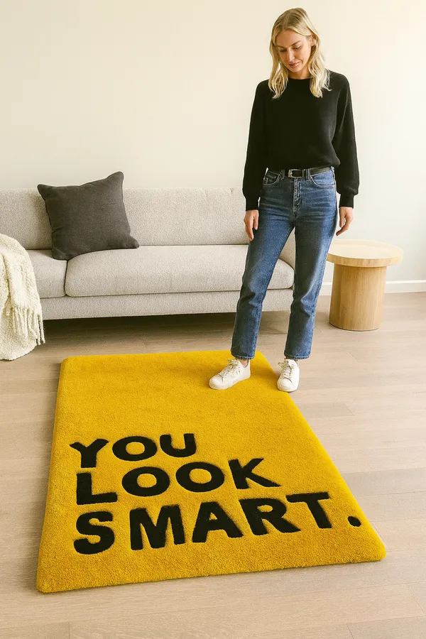 Yellow_And_Black_Premium_Textu_You_Look_Smart_Rug_For_Home_Decor