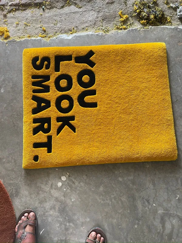 Yellow_And_Black_Premium_Textu_You_Look_Smart_Rug_For_Home_Decor