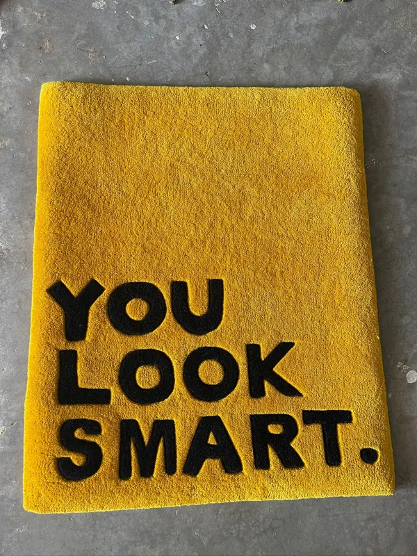 Yellow_And_Black_Premium_Textu_You_Look_Smart_Rug_For_Home_Decor