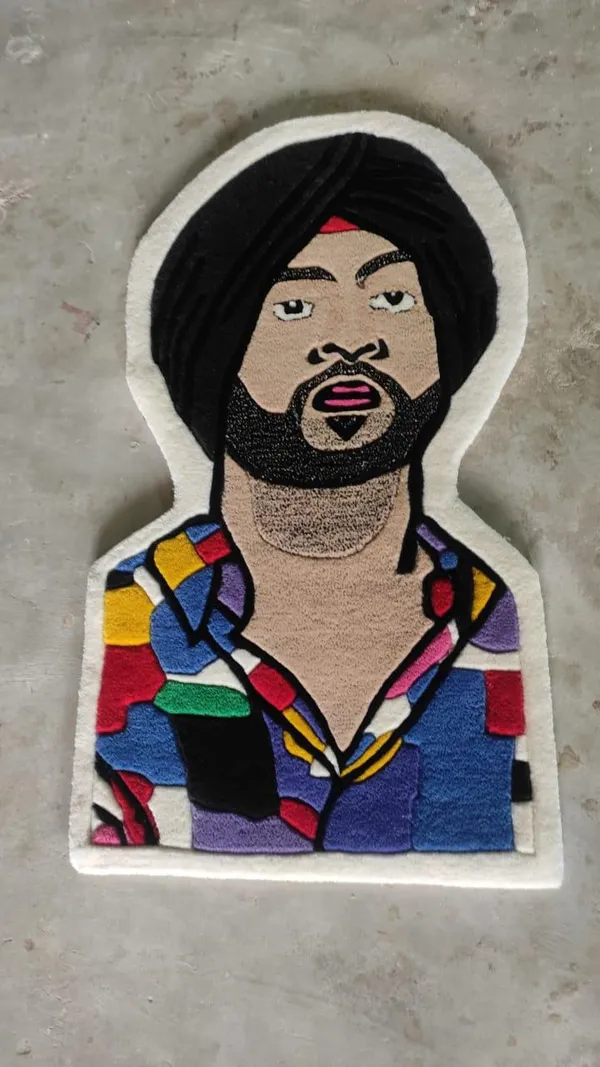 Multicolour_Diljit_Dosanjh_Portrait_Design_Rug_For_Home_Decor