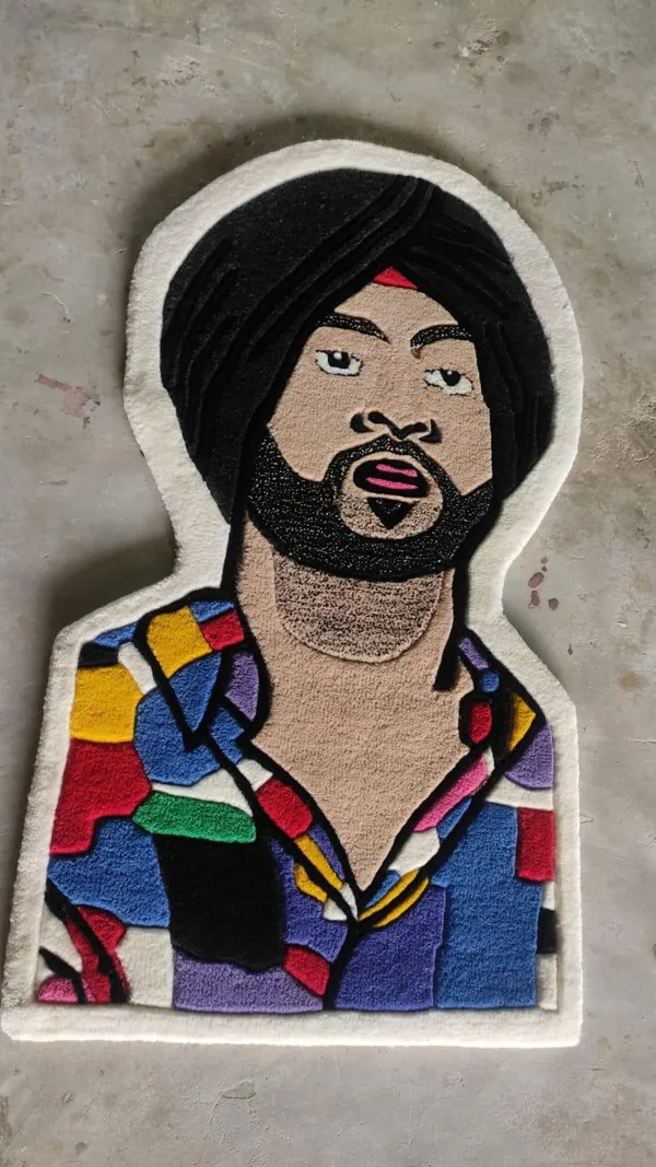 Multicolour_Diljit_Dosanjh_Portrait_Design_Rug_For_Home_Decor