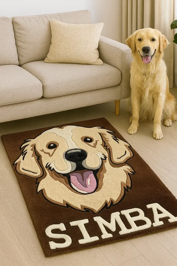 Cream_Brown_Premium_Textu_Dog_Rug_For_Home_Decor