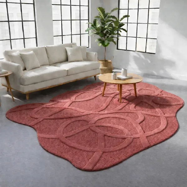 Pink_And_Black_Loop_Cut_Pile_Rug_For_Home_Decor