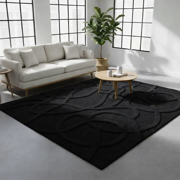 Pink_And_Black_Loop_Cut_Pile_Rug_For_Home_Decor