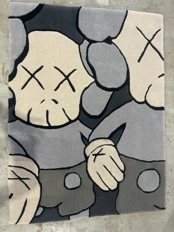 Black_And_Grey_Premium_Old_Kaws_Design_Rug_For_Home_Decor