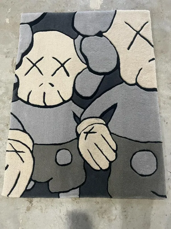 Black_And_Grey_Premium_Old_Kaws_Design_Rug_For_Home_Decor