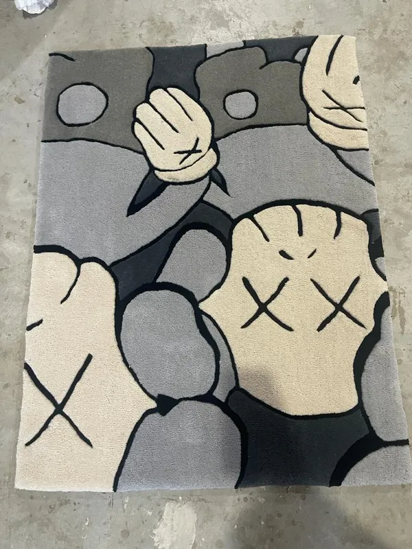 Black_And_Grey_Premium_Old_Kaws_Design_Rug_For_Home_Decor