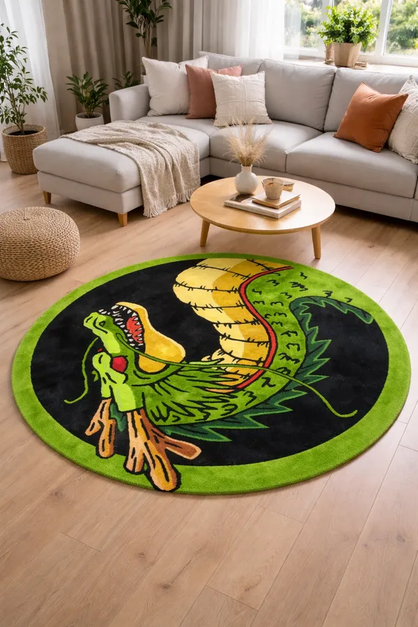 Red_Hand_Tufted_Dragon_Art_Round_Rug_For_Home_Decor