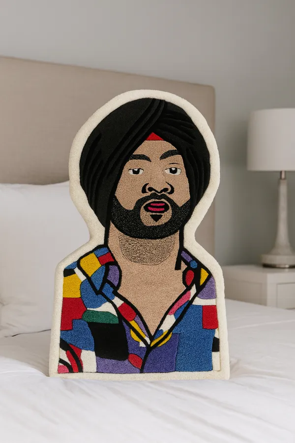 Multicolour_Diljit_Dosanjh_Portrait_Design_Rug_For_Home_Decor