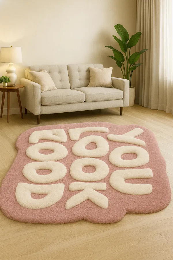 Pink_And_White_Premium_Textu_You_Look_Good_Rug_For_Home_Decor