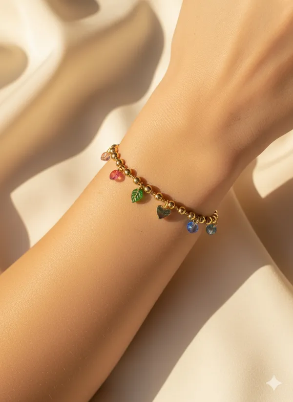 Gold_Premium__Plated_Beaded_Rainbow_Charm_Bracelet_For_Women
