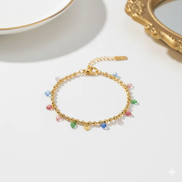 Gold_Premium__Plated_Beaded_Rainbow_Charm_Bracelet_For_Women
