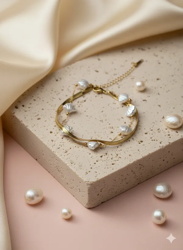 Gold_Premium__Pearl_Charm_Layered_Bracelet_For_Women