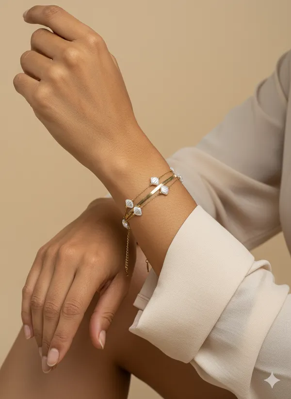 Gold_Premium__Pearl_Charm_Layered_Bracelet_For_Women