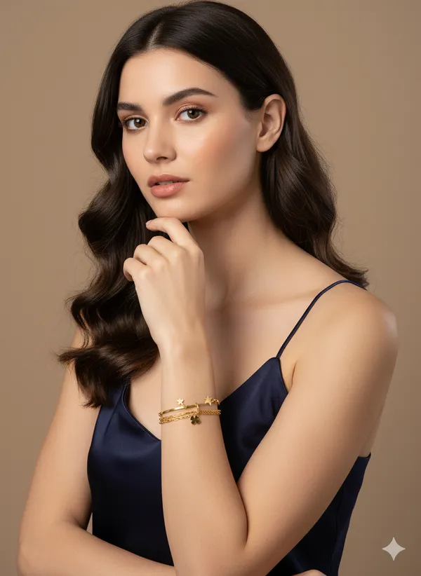 Gold_Premium__Plated_Charm_Layered_Bracelet_For_Women
