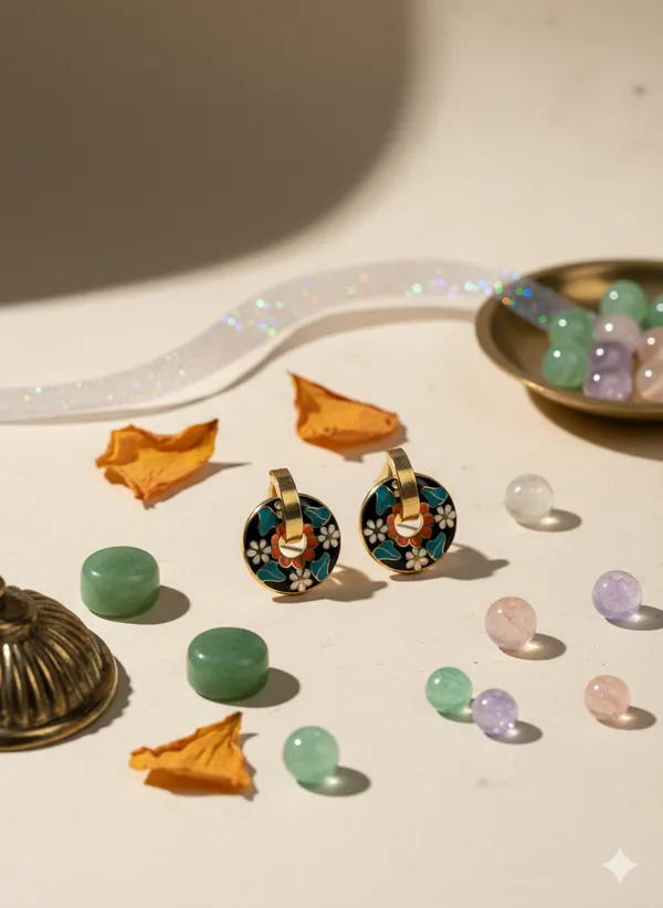 Gold_Premium__Plated_Midnight_Bloom_Enamel_Earrings_For_Women