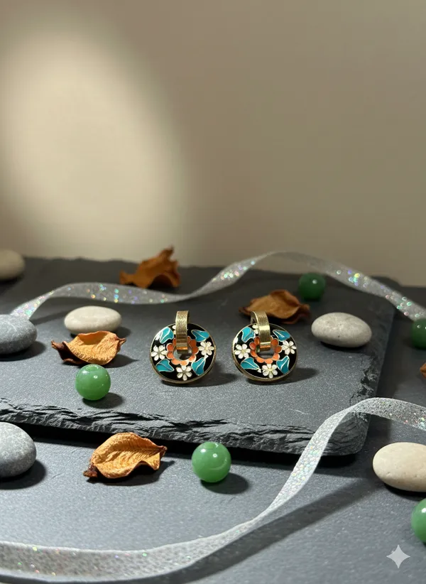 Gold_Premium__Plated_Midnight_Bloom_Enamel_Earrings_For_Women